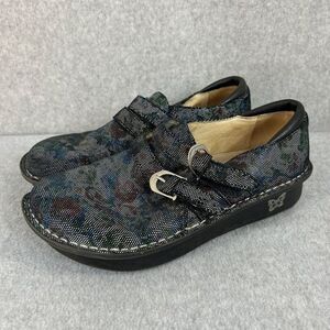 Women's Alegria by PG Lite Size 39 / US‎ 9 Black Floral Comfort Shoes Mary Jane